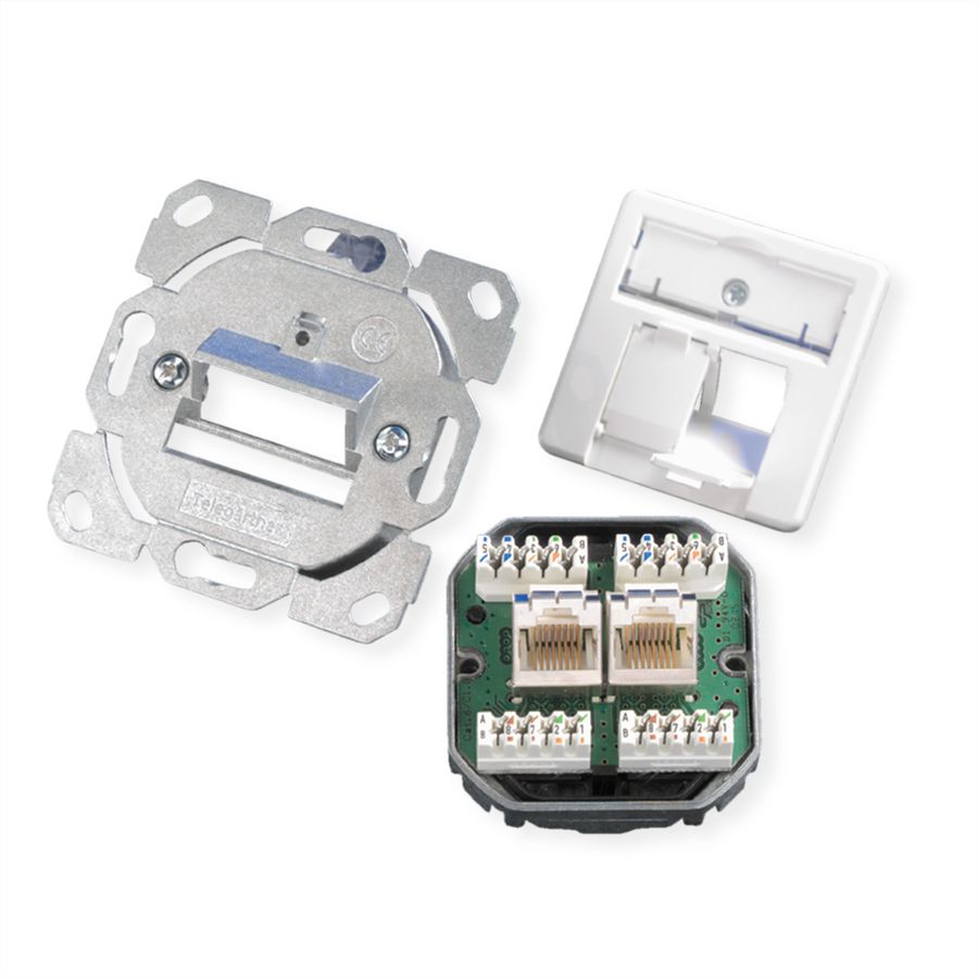 TELEGÄRTNER Embase AMJ45 2x RJ45 Cat.5e (Classe D) blanc alpin, (A+B+C)