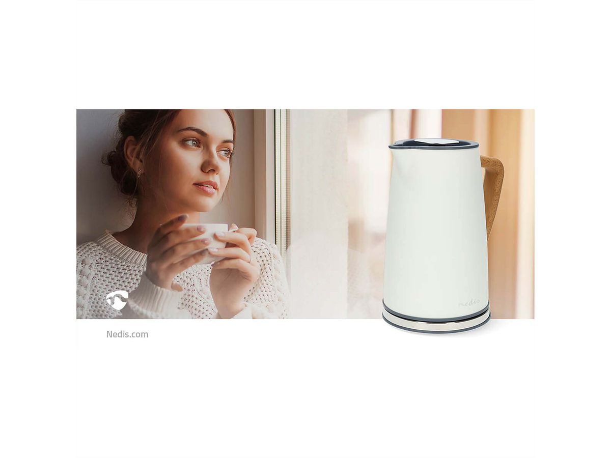 Nedis Wasserkocher 1.7 l, weiss, Soft Touch, Strix