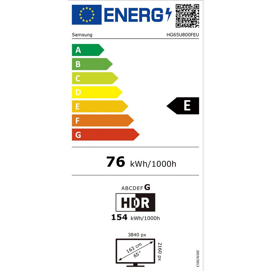 Samsung Hotel TV HG65U800, 65", noir