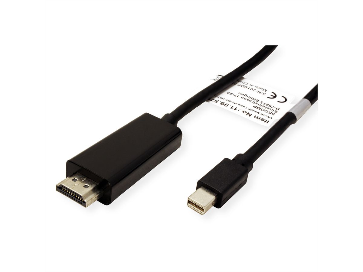 VALUE Mini DisplayPort Câble, Mini DP - HDTV, M/M, noir, 3 m