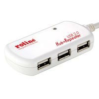 ROLINE Hub USB 2.0 4 ports avec Repeater, 12 m