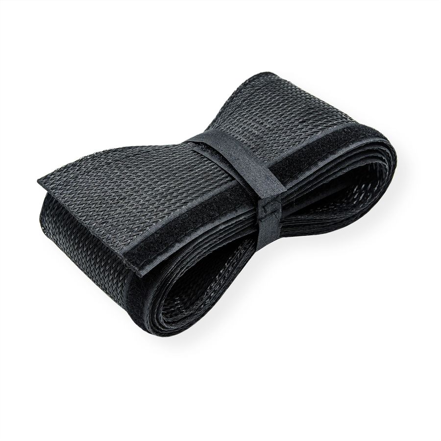 ROLINE PVC Gewebeschlauch für Kabelbündelung, mit Klettband, schwarz, 2,5 m