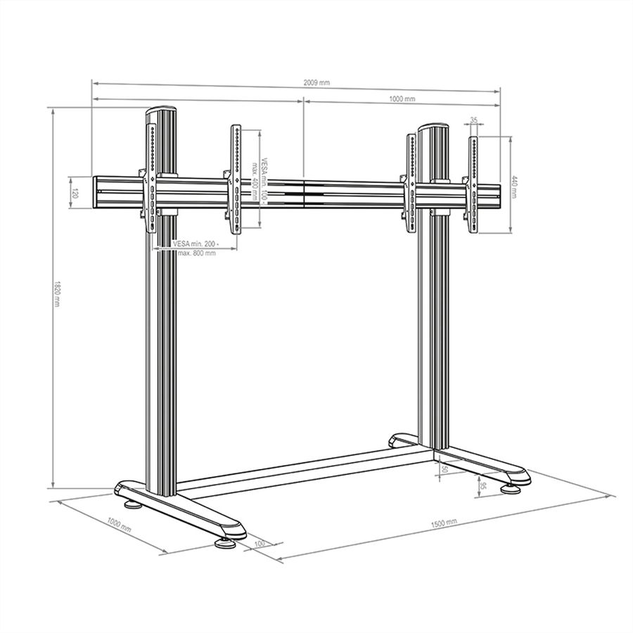 Hagor système de support mobile CPS Floorstand 2x 55-65, noir