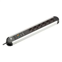 BACHMANN PRIMO Bâti de prises 6x contact de protection aluminium protection totale des appareils, Chargeur USB 60W 0,2m GST18 INOX, 1,75 m
