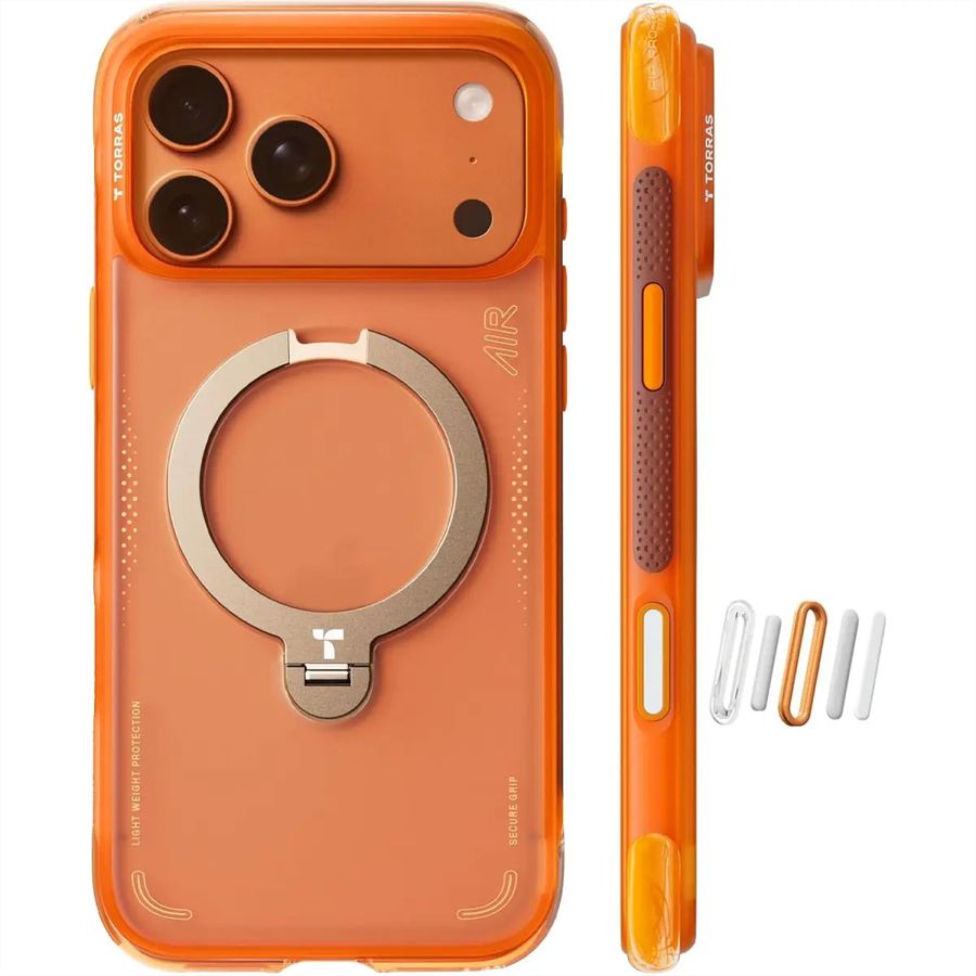 Torras Ostand Q3 Air Case, iPhone 17 Pro, Magsafe, orange