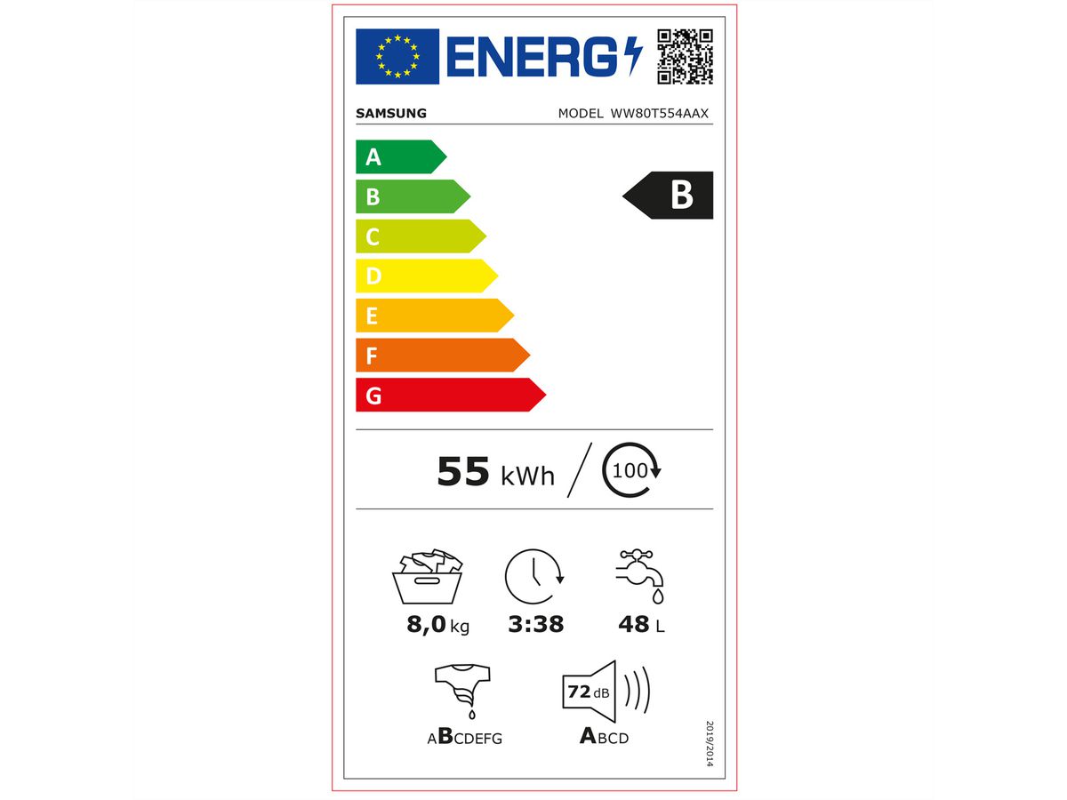 Samsung Waschmaschine WW5500, 8kg, Carved Black, WW80T554AAX/S5