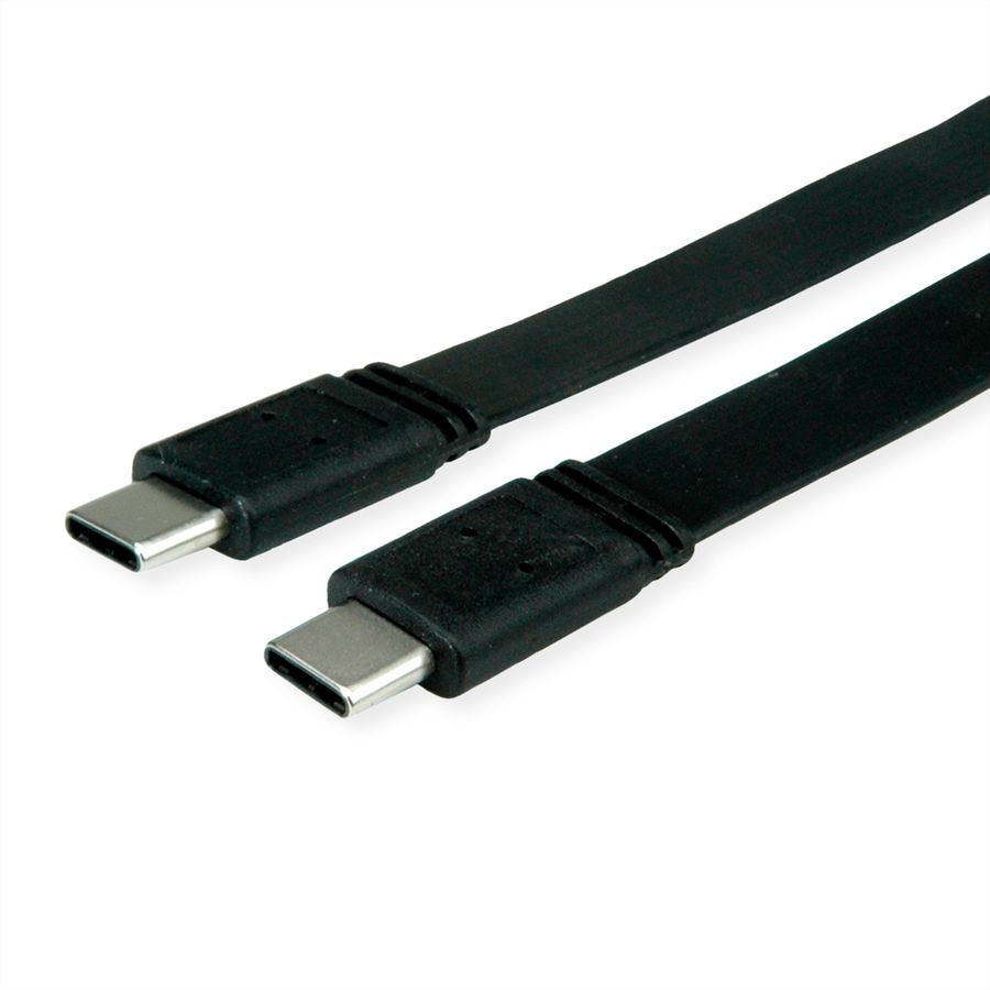 VALUE Câble USB4 Gen 3, avec PD, C-C, M/M, 8K UHD-2, 40Gbit/s, Emark, 100W, plat, noir, 0,5 m