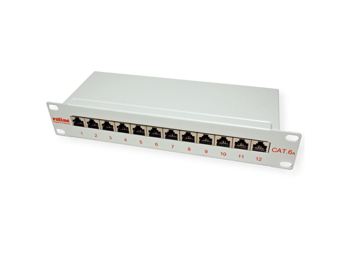 ROLINE 10-Zoll Patchpanel 12 Ports, Cat.6A (Class EA), geschirmt