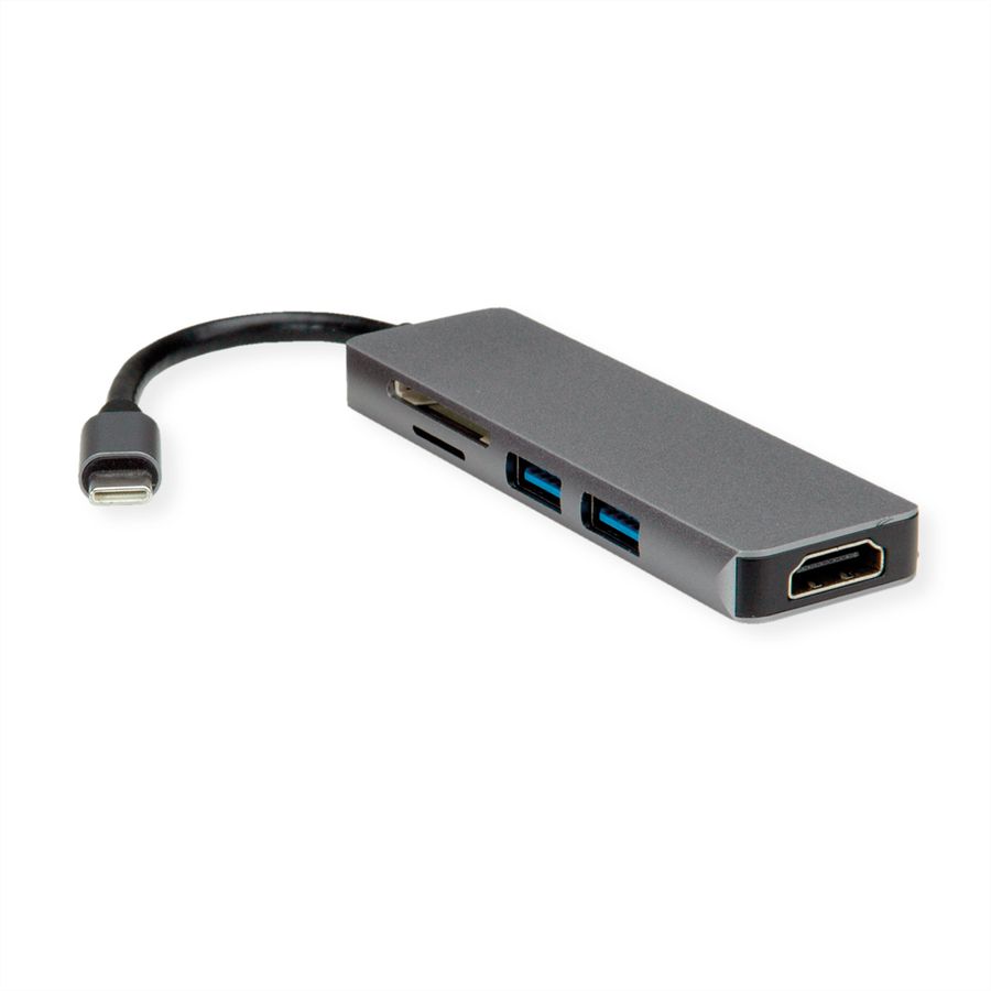 ROLINE Dockingstation USB Typ C, 4K HDMI, 2x USB 3.2 Gen1 (Typ A), SD/MicroSD