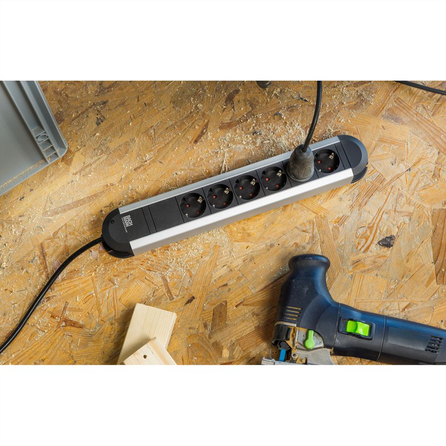 BACHMANN PRIMO Bâti de prises 6x contact de protection, aluminium, 1,75 m