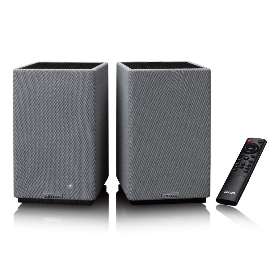 Lenco Aktiv Lautsprecher, 2x40W, Wood,, BT, opt.In, USB, AUX, SUB-Out, IR-FB.
