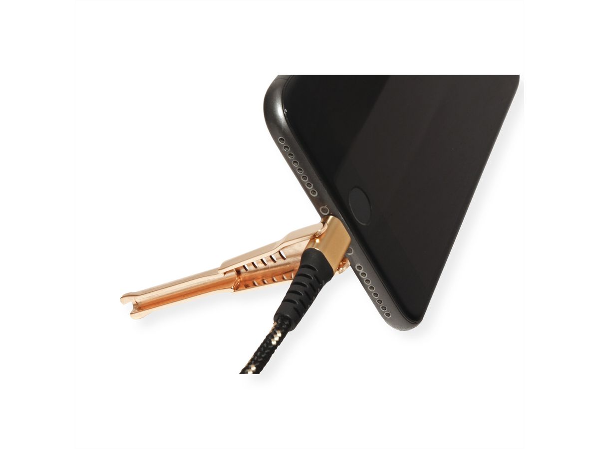 ROLINE GOLD Câble de charge et synchronisation pour appareils à connecteur 8pin, avec fonction d'appui, 1 m