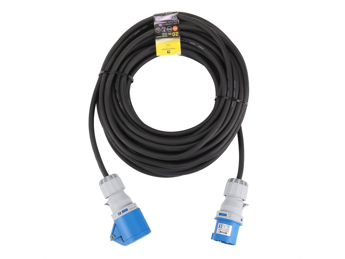 Verlängerung CEE 3P IP44 , 20m H07RN-F 3G1.5mm2, schwarz