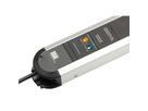 BACHMANN PRIMO Bâti de prises 9x contact de protection aluminium Protection totale des appareils, Chargeur USB 30W 1xABD 0,2m GST18 INOX, 1,75 m