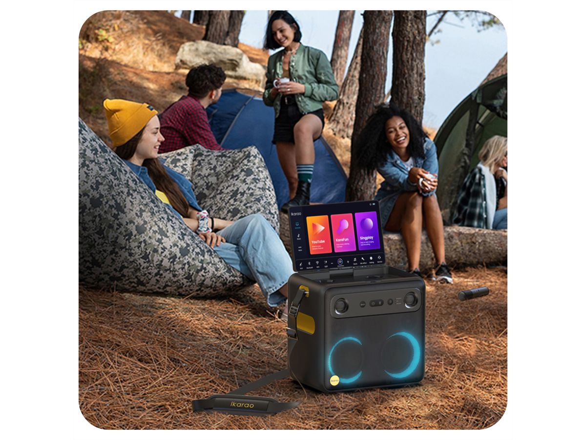 Ikarao Karaokebox Break X2 10" Screen, 2 Mikrofone, 600W max, BT/AUX/USB/SD