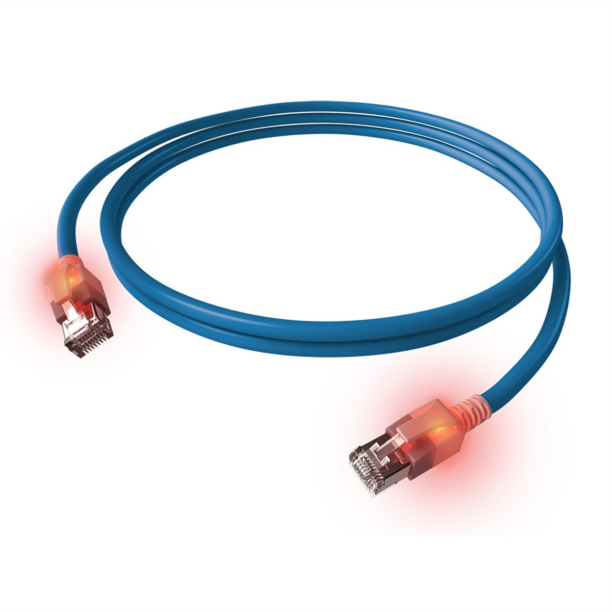 Cordon EasyLan DualBoot® LED Cat.6A (Classe EA) S/FTP, LSOH, bleu, 7,5 m