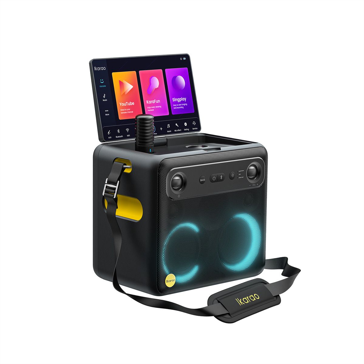 Ikarao Karaokebox Break X2 10" Screen, 2 Mikrofone, 600W max, BT/AUX/USB/SD