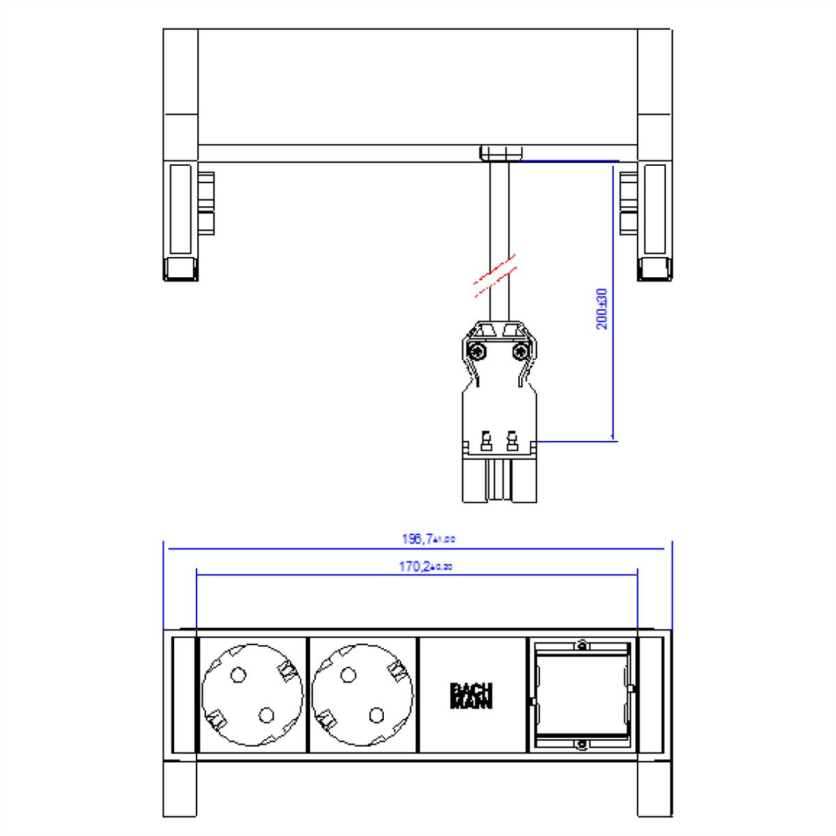 BACHMANN DESK2 2x Schutzkontakt 1x ABD GST18 Inox