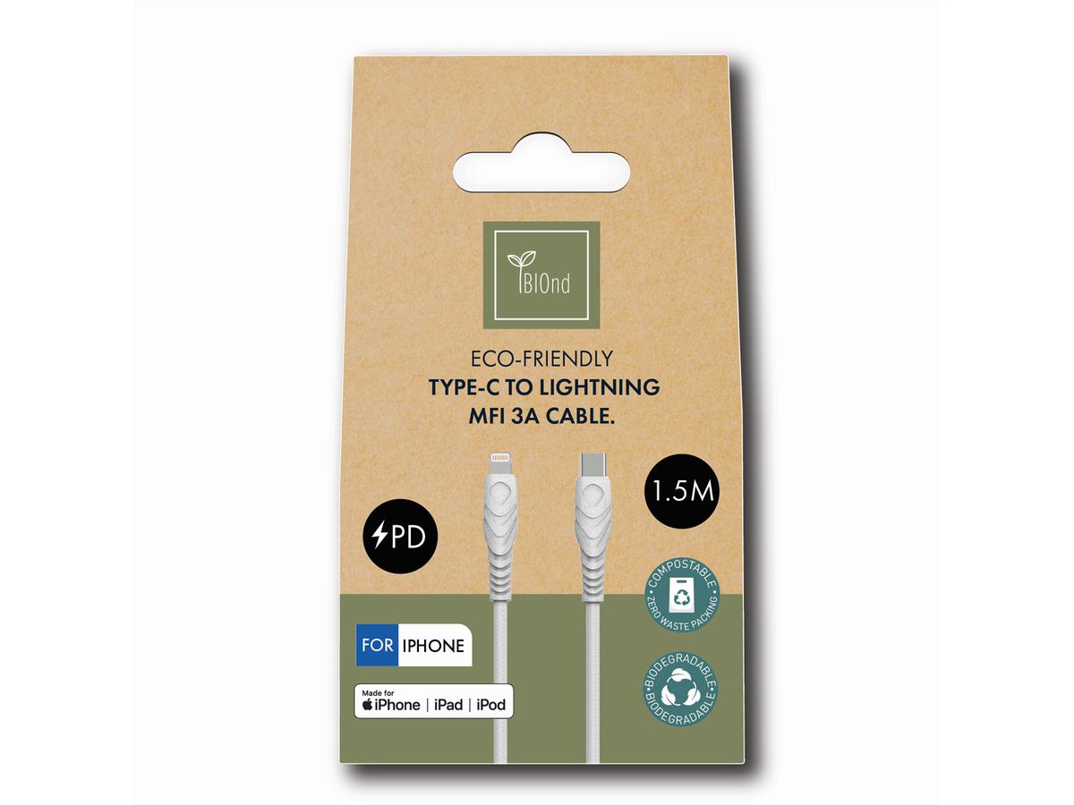 BIOnd BIO-12-TMF Câble USB-C vers 8PIN 3A, 1,5 m