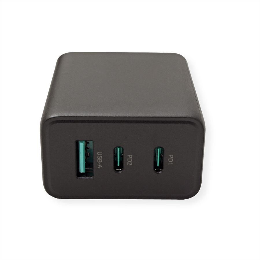 VALUE Chargeur USB, 3 ports, (2x C+ 1x A), 65W, technologie GaN
