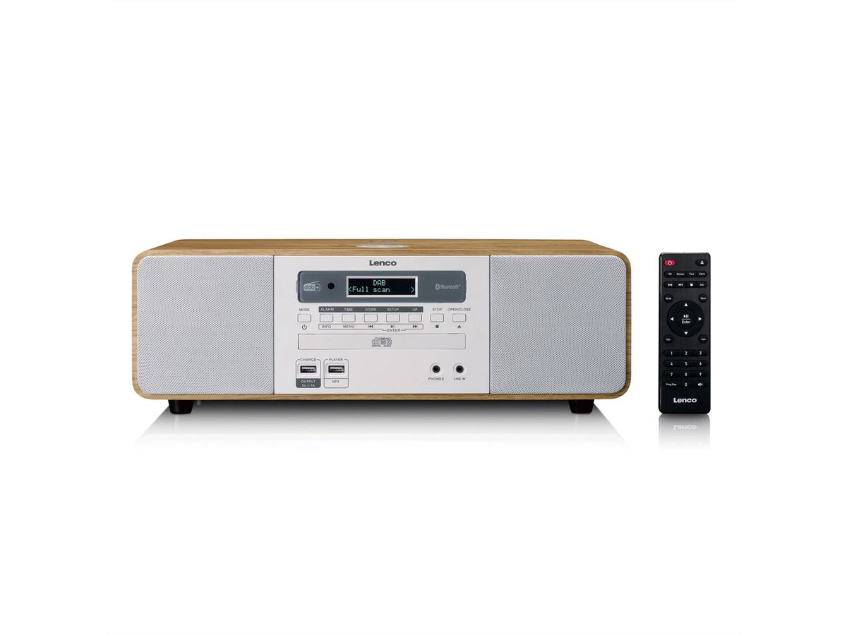 Lenco Stereo DAB+Radio DAR-251WDWH blanc, FM, USB, QI, RC