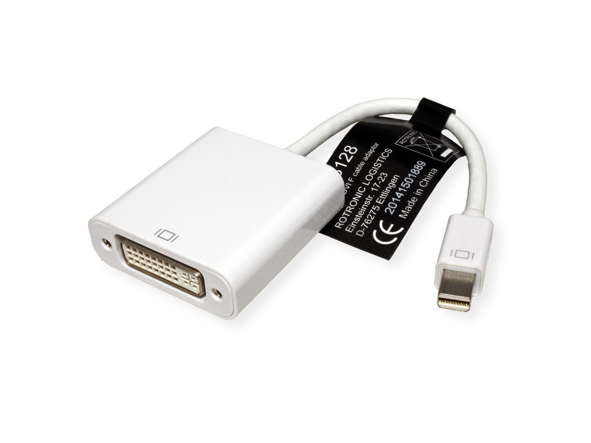 ROLINE Adaptateur Mini DisplayPort-DVI, MiniDP M - DVI F