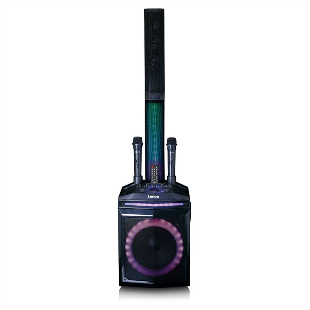 Lenco PA-220BK, 2 microphones,, BT, lumière de fête, 120W RMS