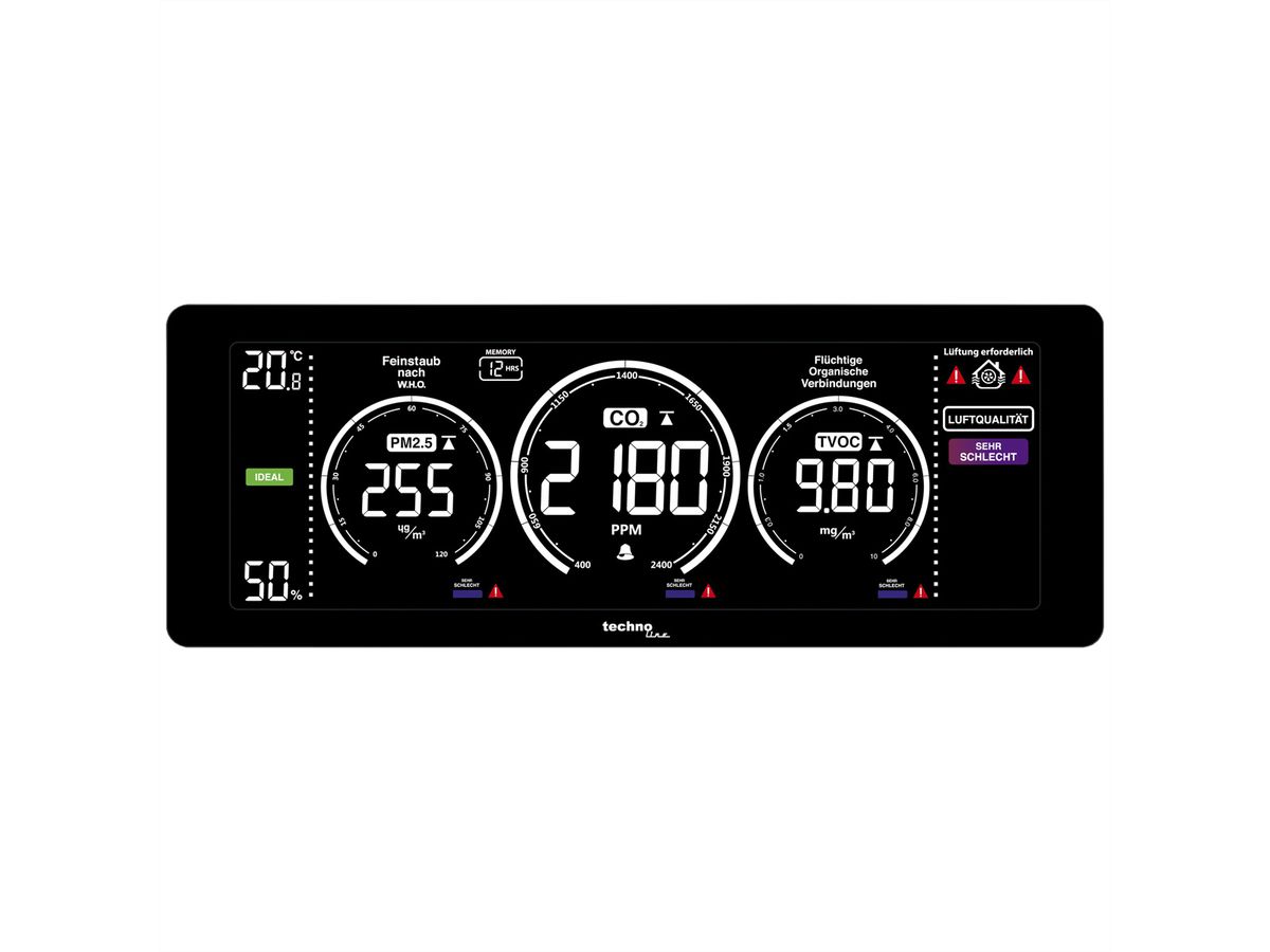 Technoline Luftgütemonitor WL 1035, Thermo-Hygro, PM2.5, TVOC, CO2