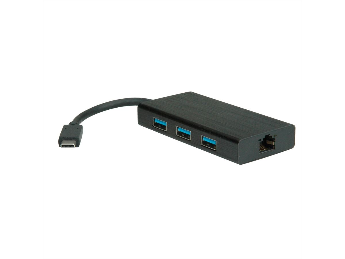 VALUE Convertisseur USB 3.2 Gen 1 type C - Gigabit Ethernet + Hub 3x USB 3.2 Gen 1 Type A