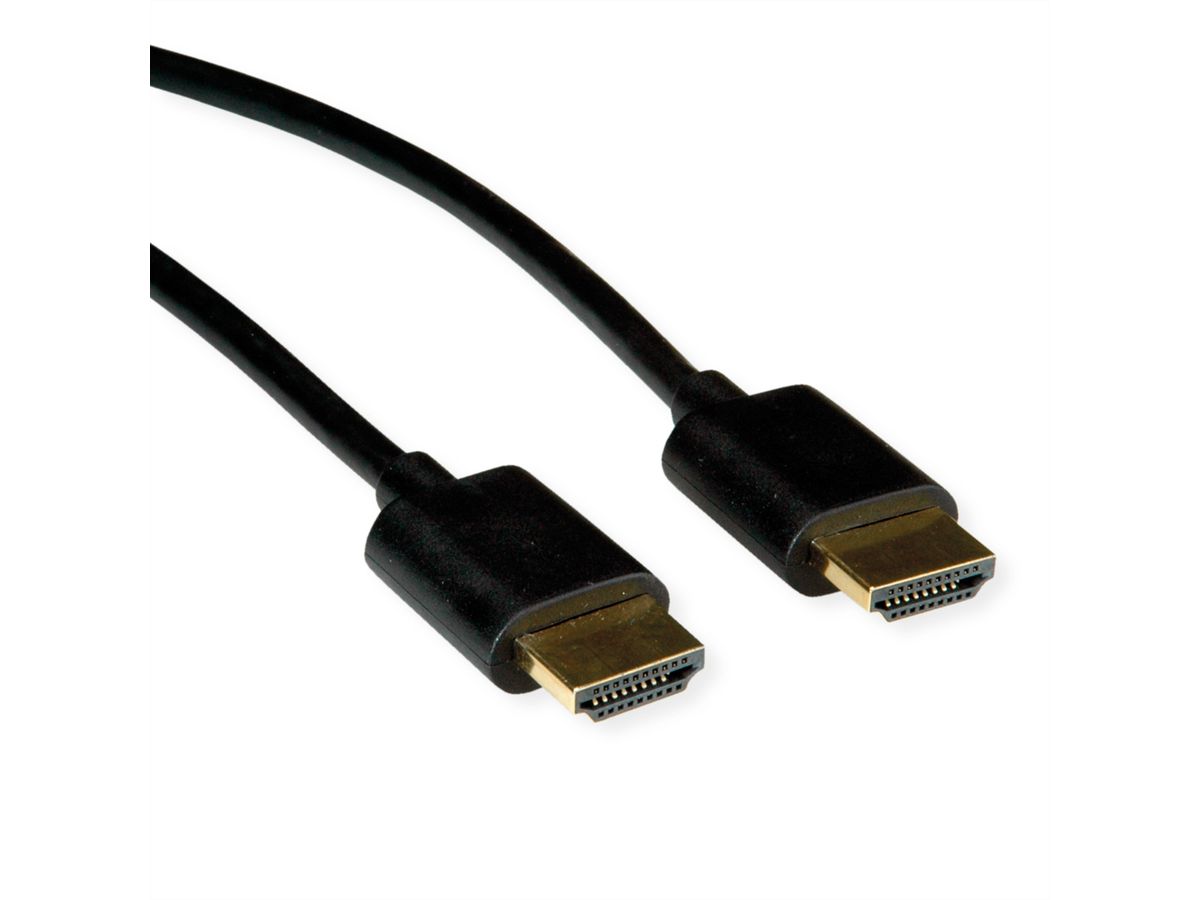 ROLINE HDMI High Speed Kabel mit Ethernet, Slim, ST-ST, schwarz, 3 m