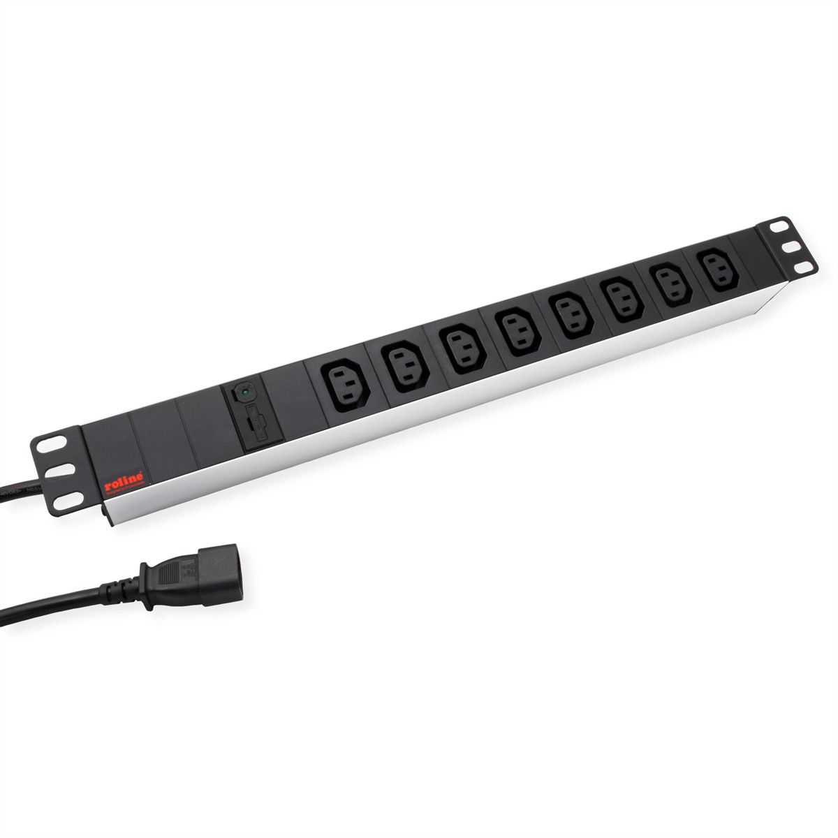 ROLINE 19-Zoll-Steckdosenleiste 8-fach C13 + C14-Stecker, 10A, silberfarben, 2 m
