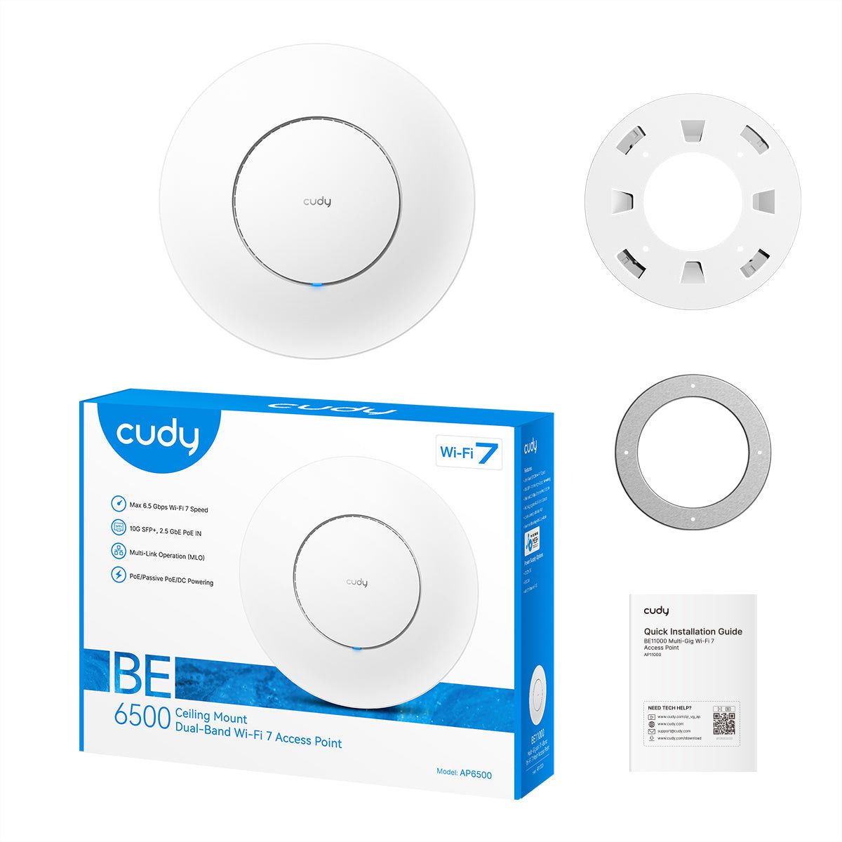 CUDY AP6500 BE6500 Point d'accès Wi-Fi 7 à 2.5G avec 10G SFP+