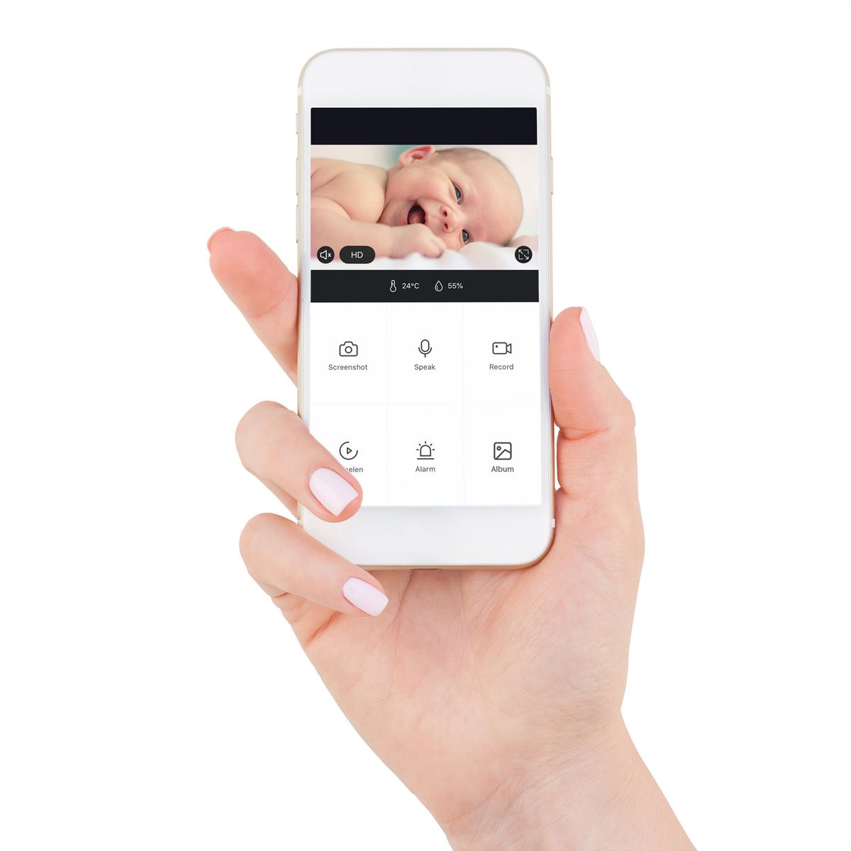 Alecto SMARTBABY5 - Babyphone Wi-Fi avec caméra, Blanc