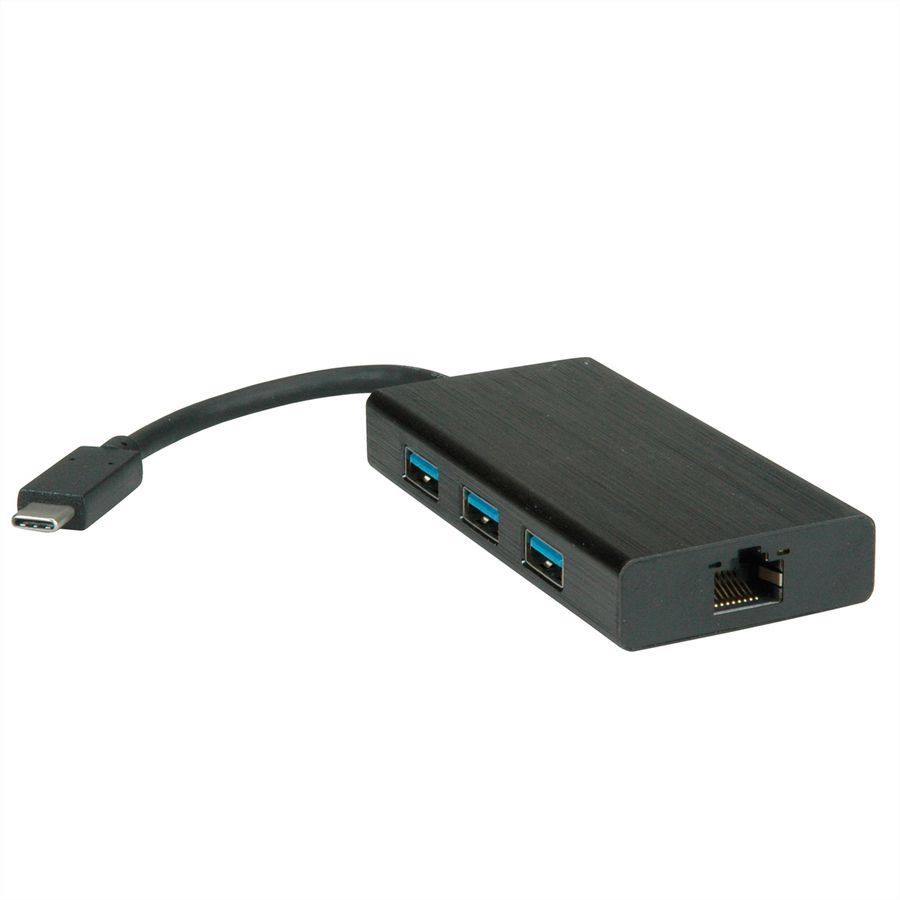VALUE Convertisseur USB-C - Gigabit Ethernet + Hub