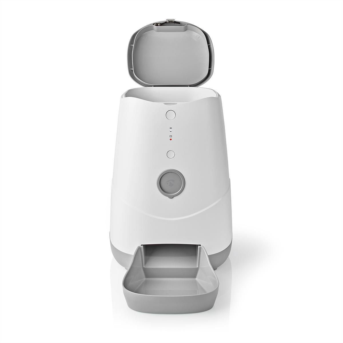Distributeur de nourriture Nedis SmartLife Wi-Fi 3,7 l pour chiens et chats, Android™ / IOS, Blanc, Gris