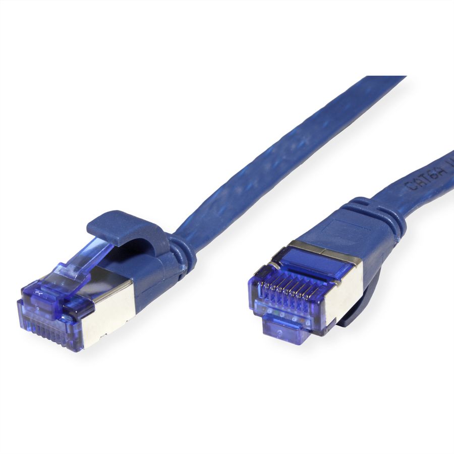 Cordon VALUE Cat.6A (Classe EA) F/UTP confectionné, plat, bleu, 2 m