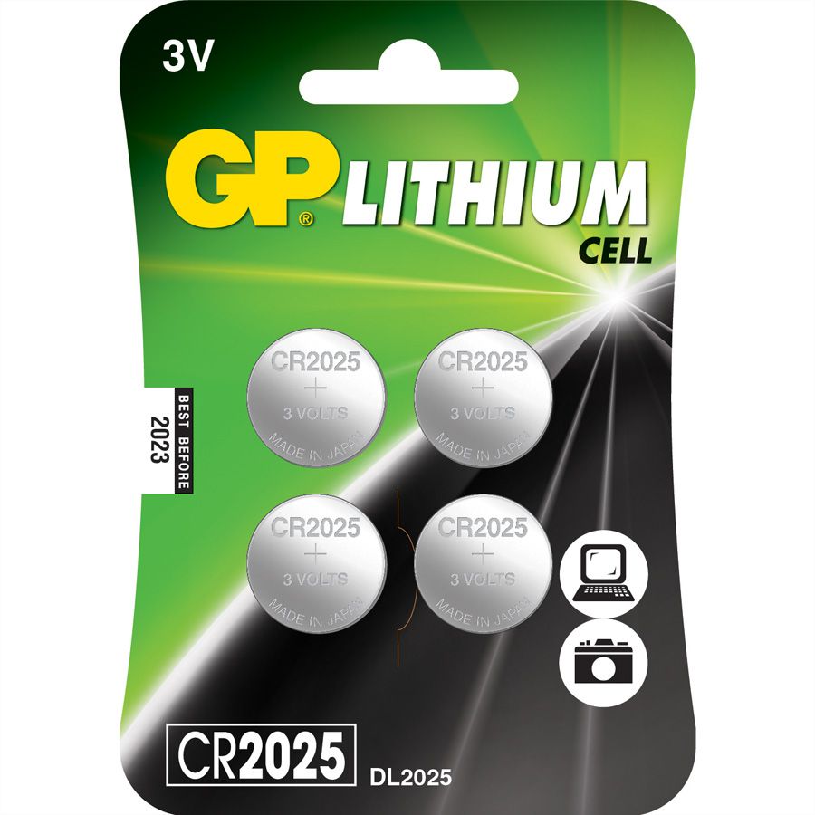 GP Batteries Knopfzelle CR2025, 3V, 4Stk., Lithium