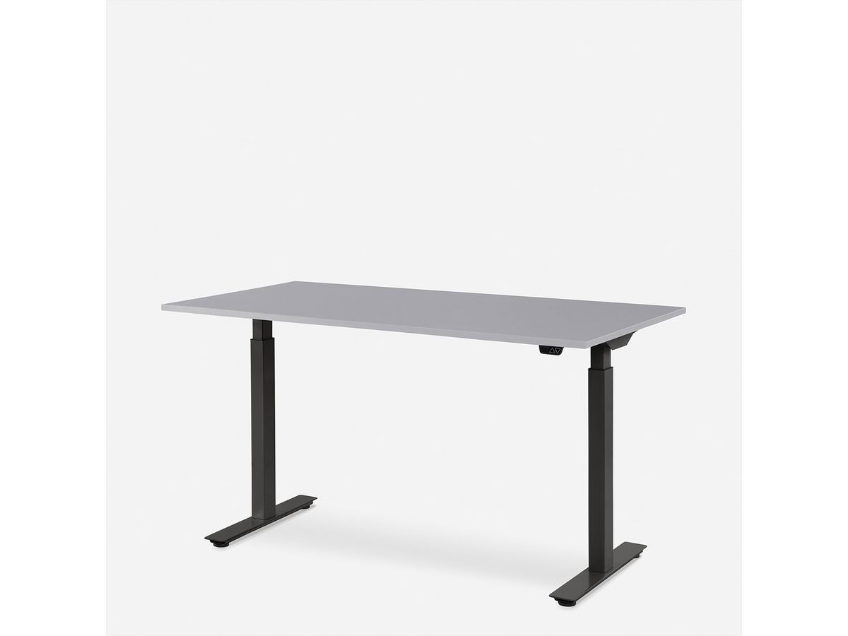 WRK21 Bureau Smart 100 x 60 cm, Hauteur réglable, Gris uni / Noir