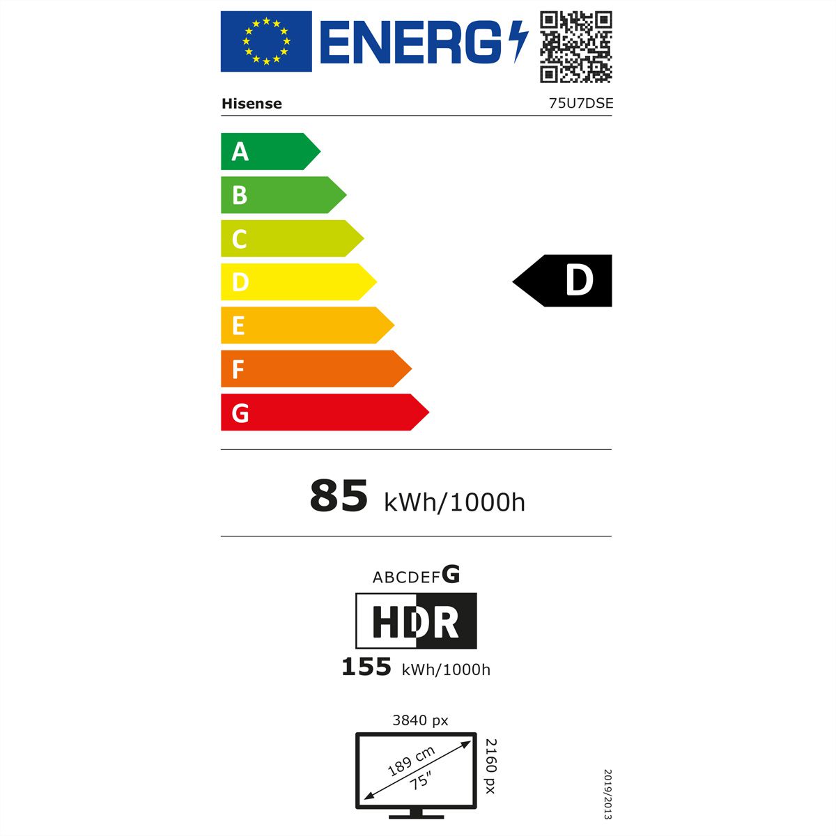 Hisense TV 75U7DSE 75", Mini-LED 4K, 144Hz, 1400 Nits