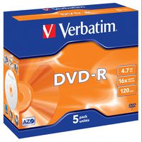 Verbatim DVD-R Jewel 4.7GB 16x 5 Pack