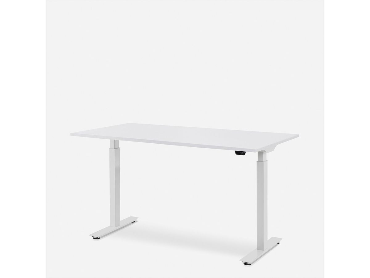 WRK21 Schreibtisch Smart 100 x 60 cm, Höhenverstellbar, Weiss Uni / Weiss