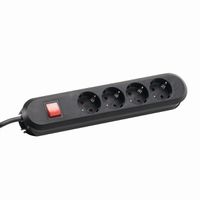 BACHMANN Prise multiple, 6x, interrupteur, blanche, noir, 1,5 m