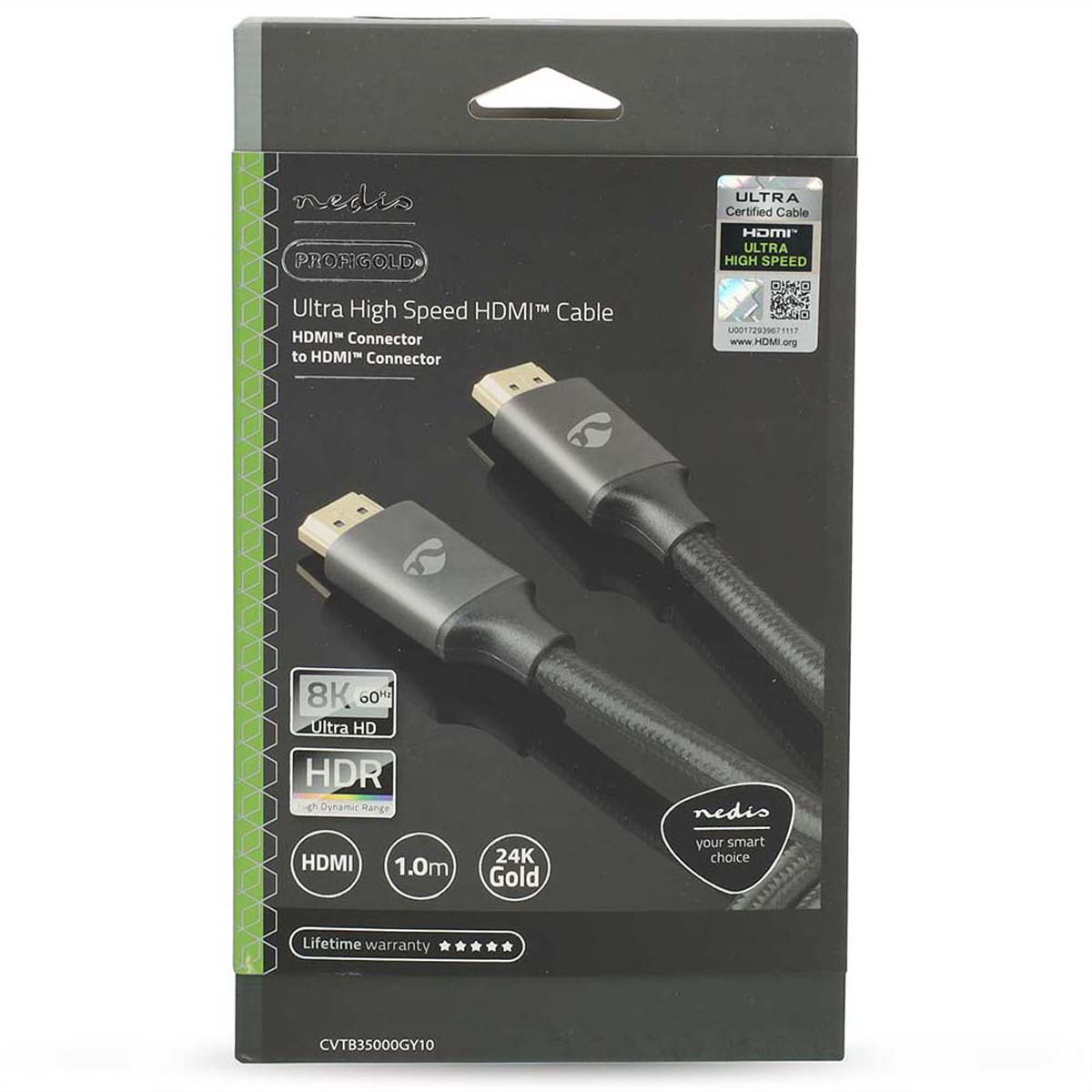 Nedis 8K HDMI Ultra HD Kabel, ST/ST, grau, 1m