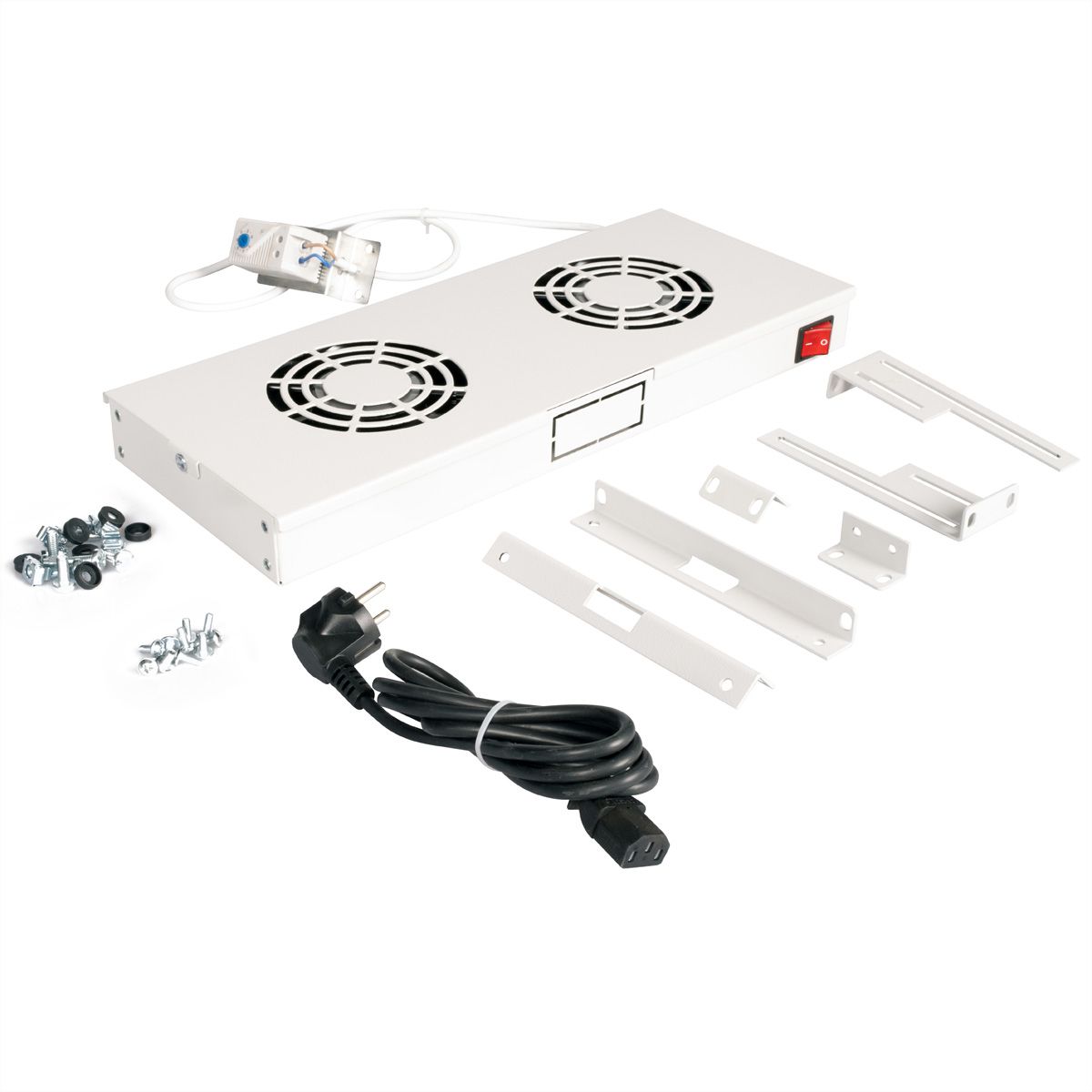 ROLINE 19-Zoll Lüftereinheit 2 Lüfter, Thermostat grau