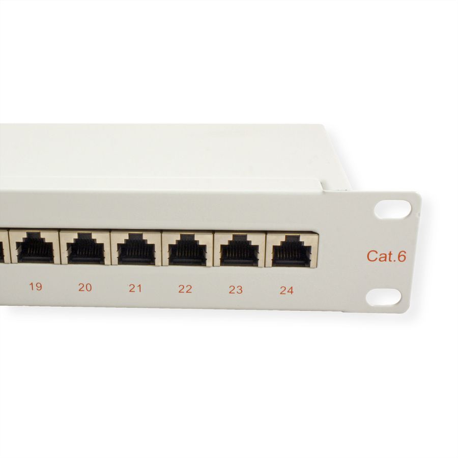 ROLINE Cat.6 (Class E) 19-Zoll-Patchpanel, 24P, geschirmt, grau