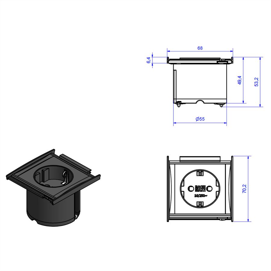 BACHMANN KAPSA XX-Small 1x Schutzkontakt , Montagestecker