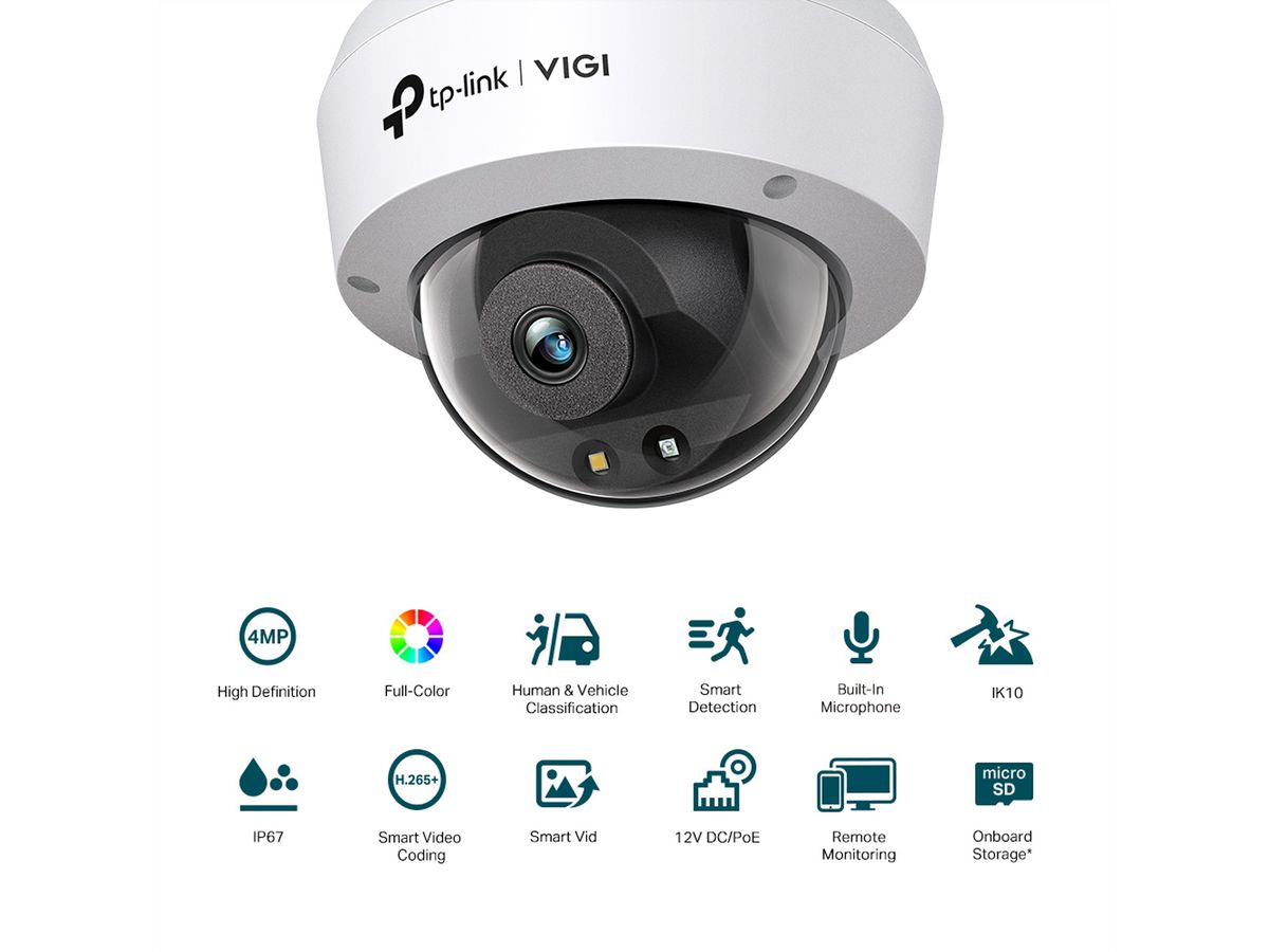 TP-Link VIGI C240(2.8mm) Dome-Camera 4 MP, 95.7°, IR-LED 30m
