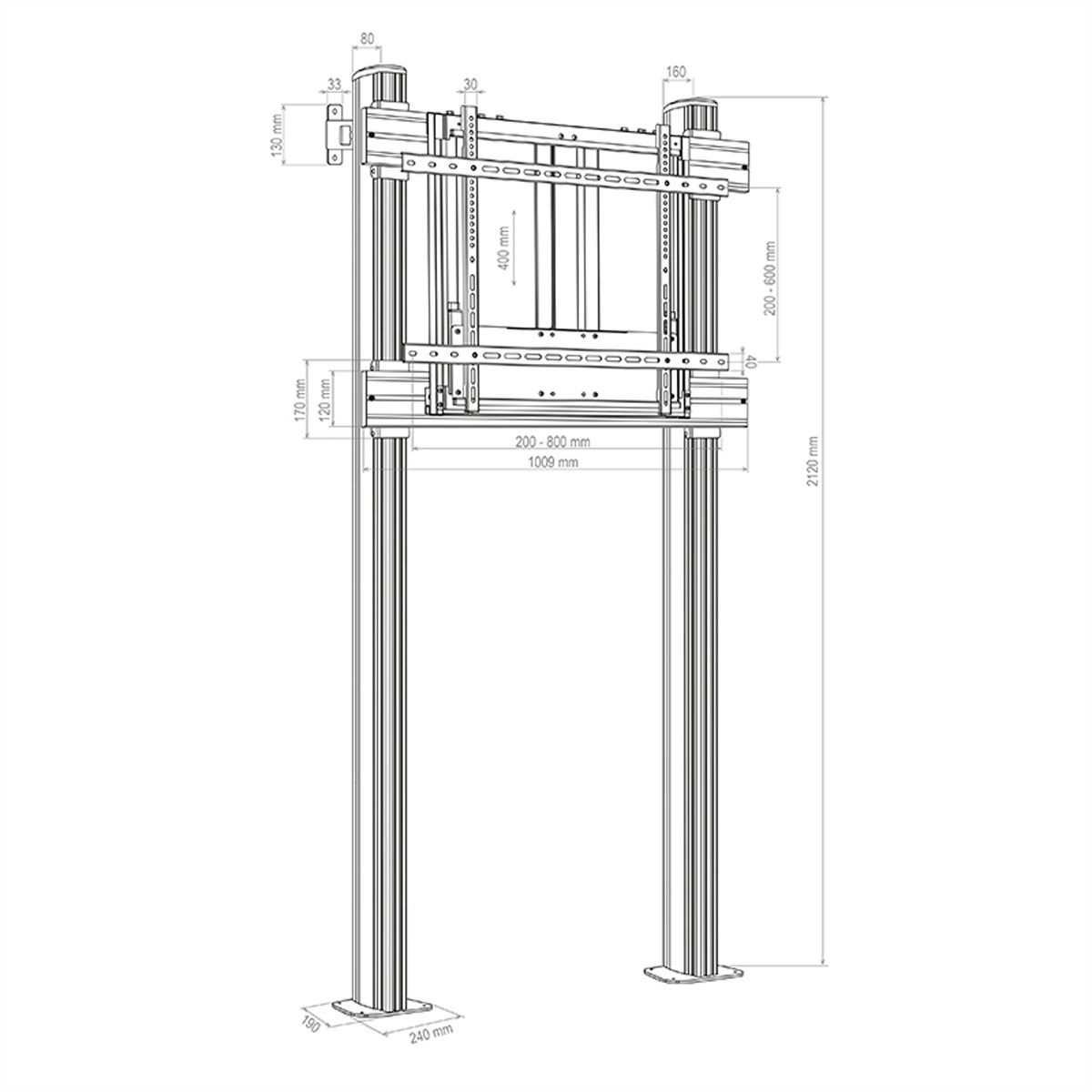 Hagor Wandhalterung HP Counterbalanced Floor-Wall HD, schwarz