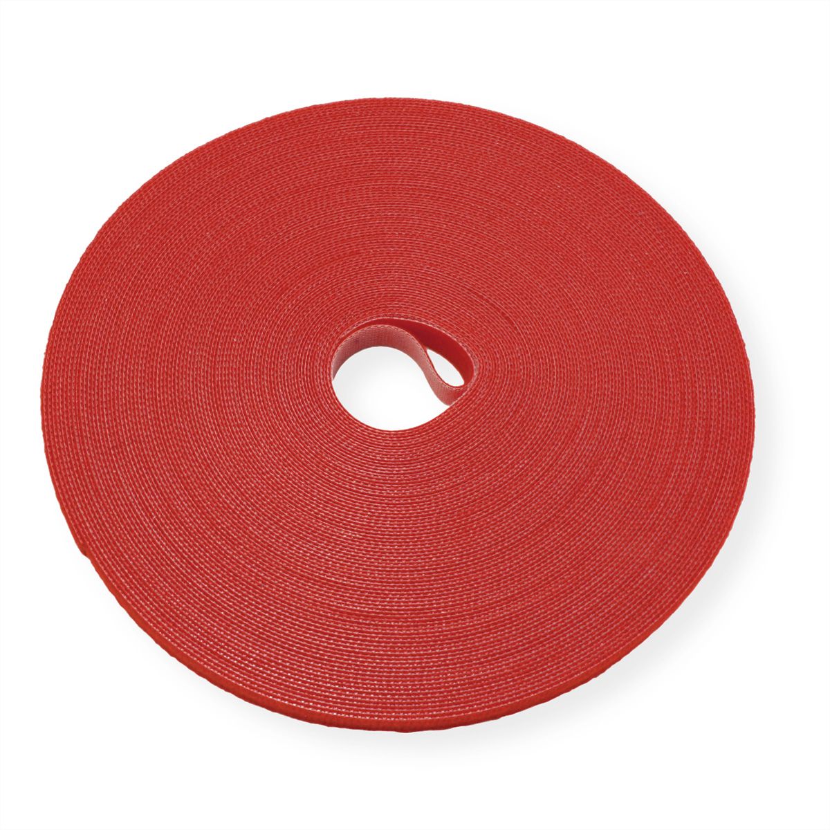 VALUE Bande auto-agrippante sur rouleau, 10mm, rouge, 25 m