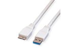 VALUE Câble USB 3.2 Gen 1, A M - Micro A M, blanc, 2 m